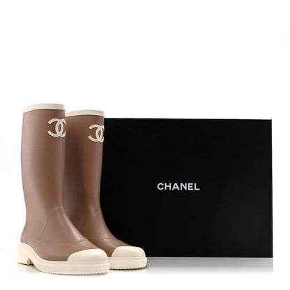 Chanel Caoutchouk CC High Boots 40 Beige White 12 of 12