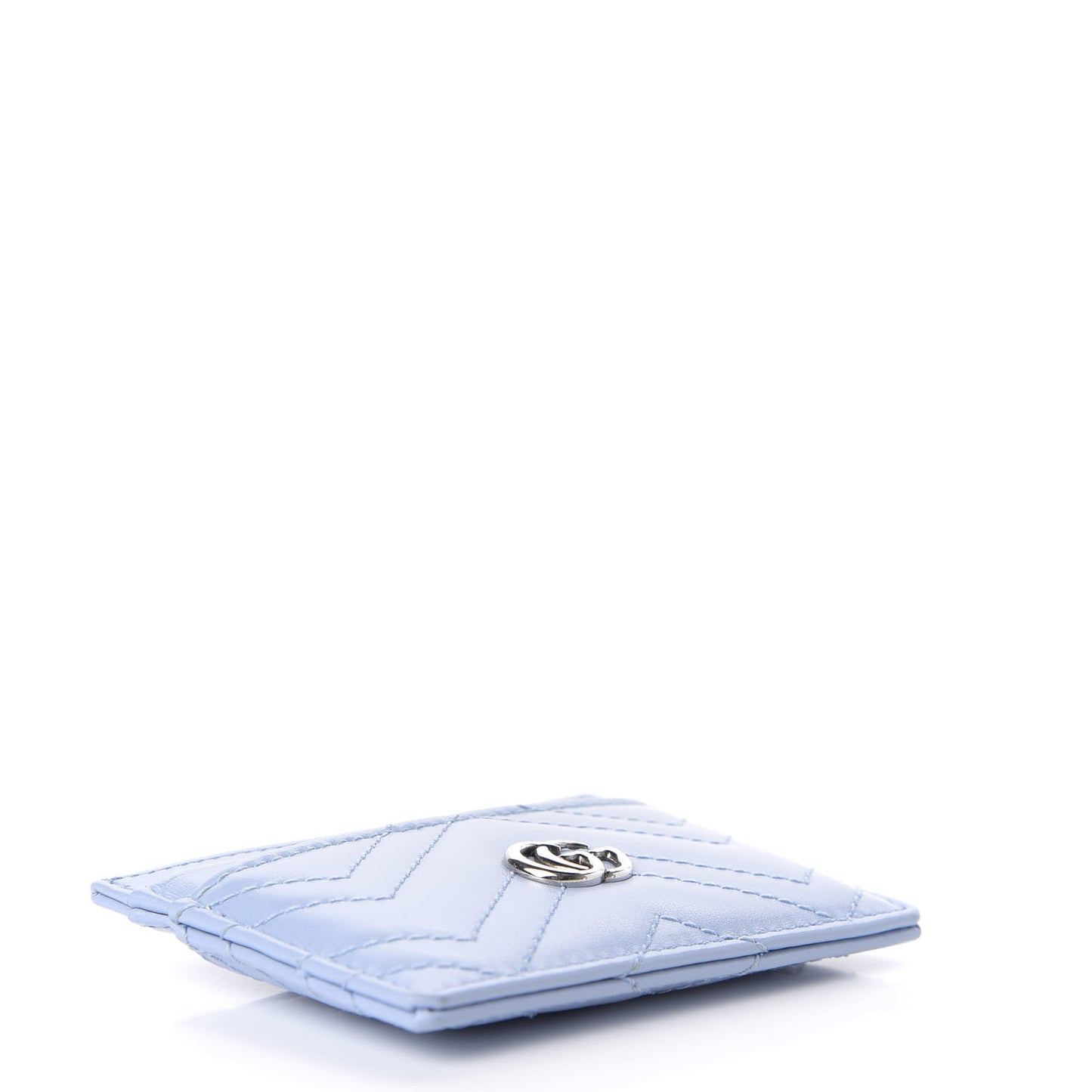 Calfskin Matelasse GG Marmont Card Holder Porcelain Light Blue