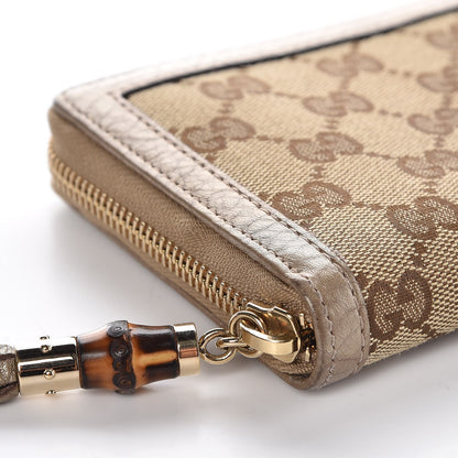 Gucci Monogram Bamboo Tassel Zip Around Wallet Gold 8 of 9