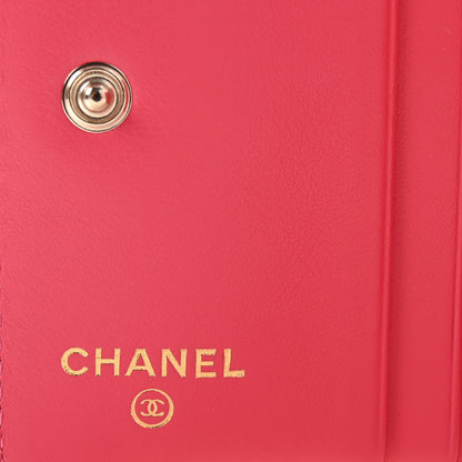 Chanel Caviar Metal Perforated Quilted CC Compact Bi-Fold Flap Wallet White Pink 6 of 8