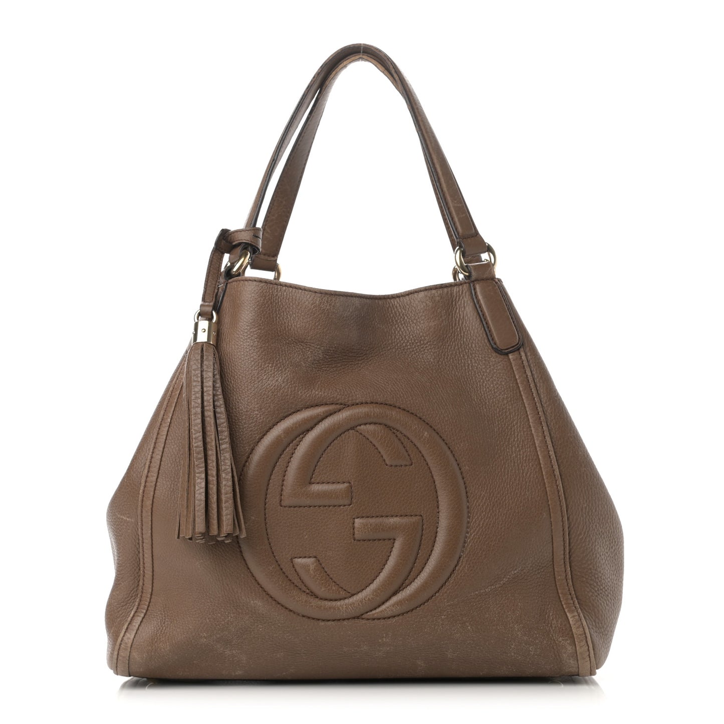 Pebbled Calfskin Medium Soho Shoulder Bag Brown