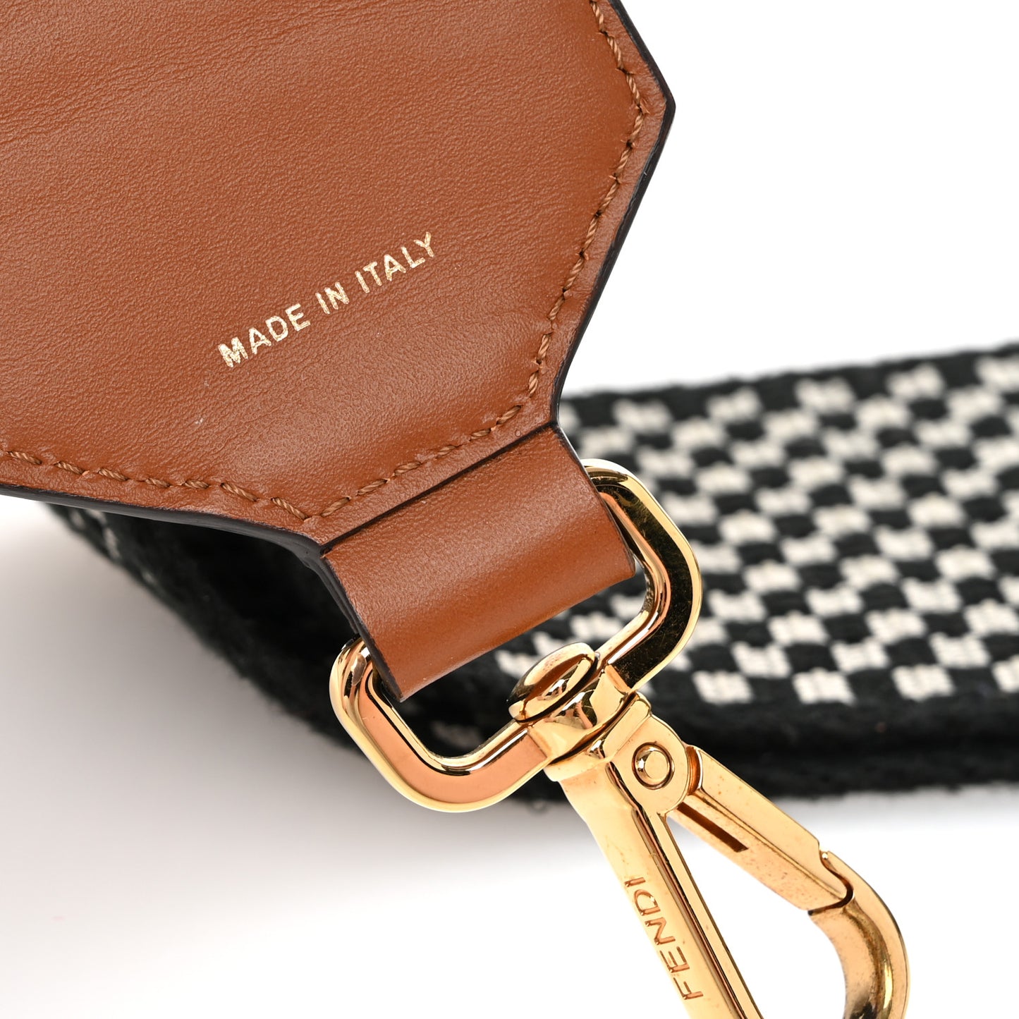 Ribbon Vitello King Logo Embossed Gingham Woven Adjustable Strap You Panna Black Cuoio
