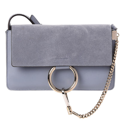 Chloe Suede Calfskin Small Faye Shoulder Bag Washed Blue 1 of 7