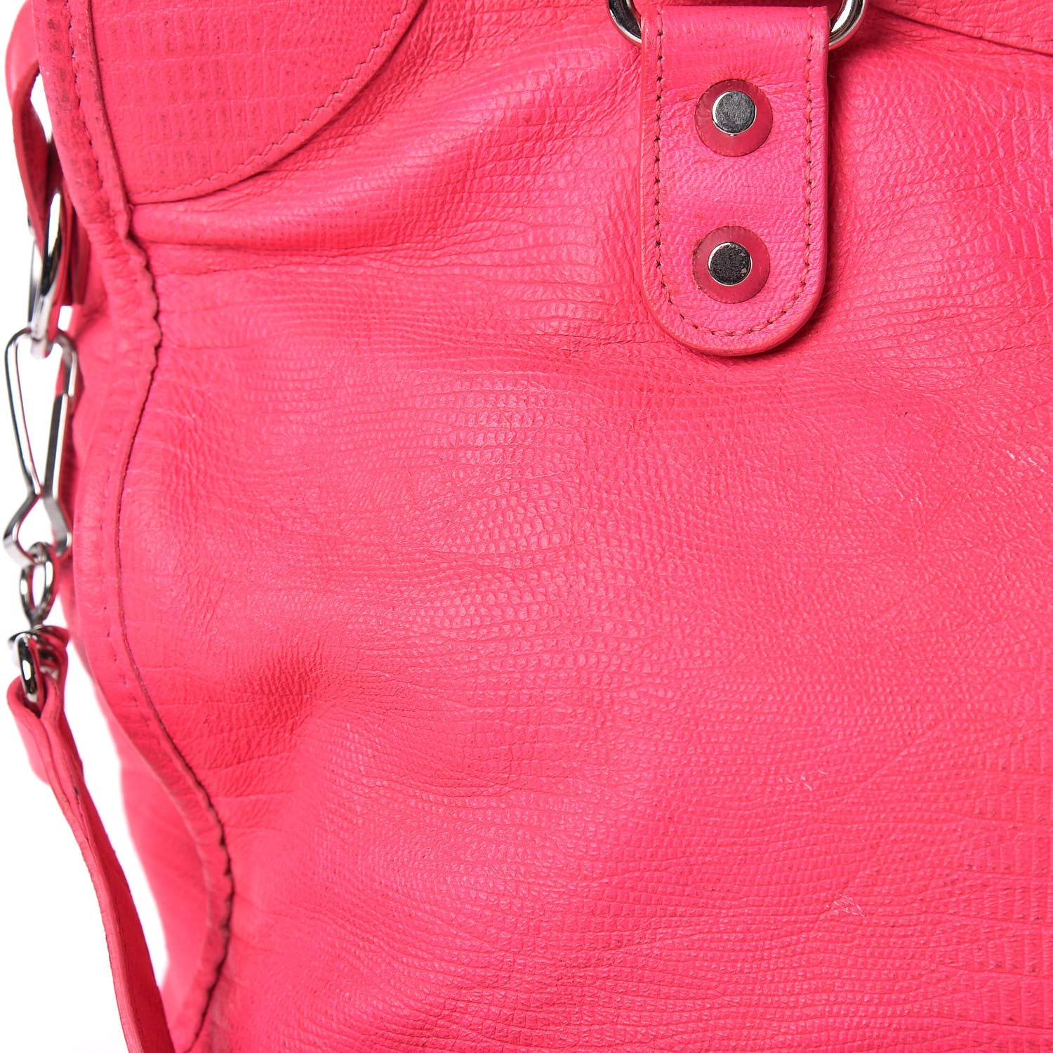 Balenciaga Calfskin Lizard Embossed Classic Silver Hardware City Rose Fluo 18 of 22