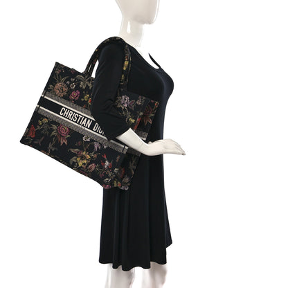 Christian Dior Canvas Embroidered Large Book Tote Black Multicolor 2 of 11
