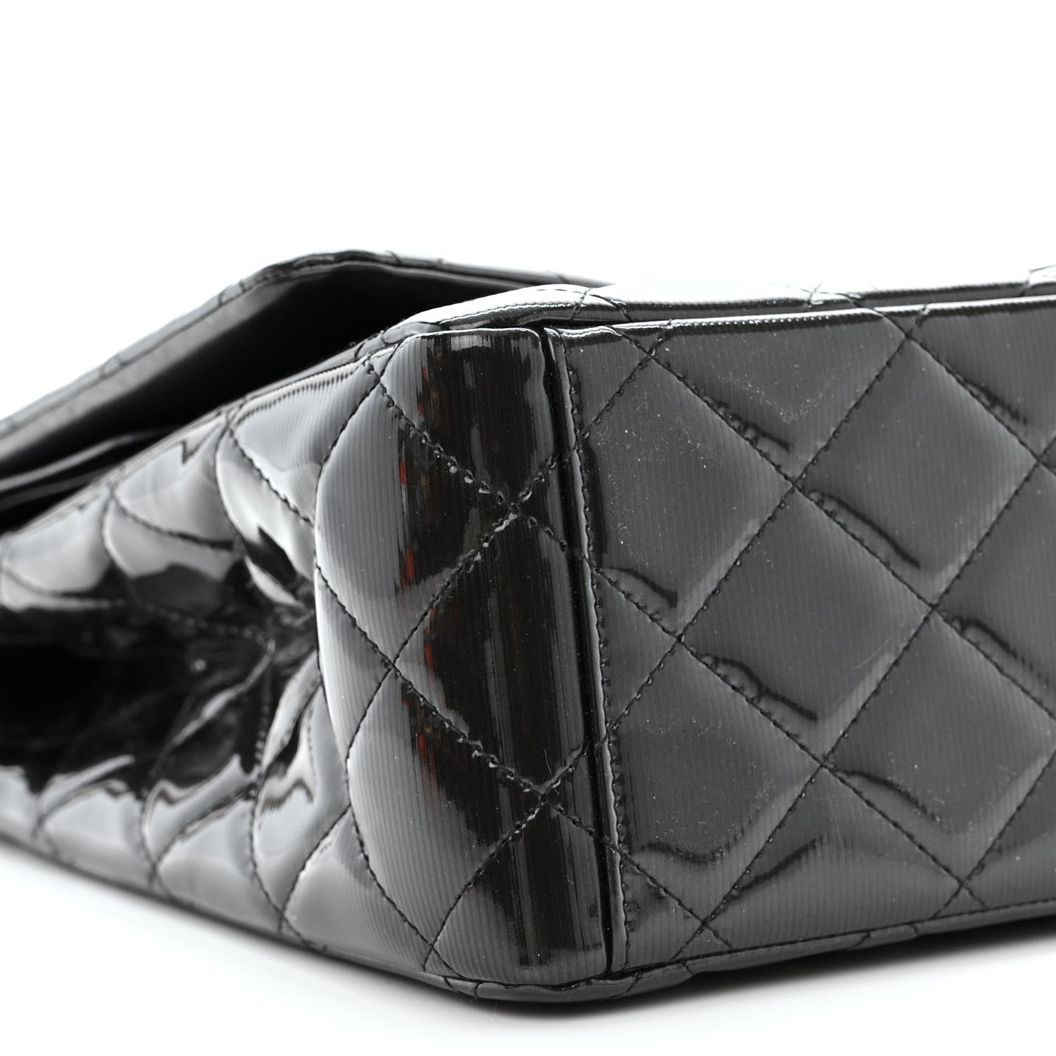 Chanel Striated Patent Quilted Maxi Double Flap Black 9 of 14