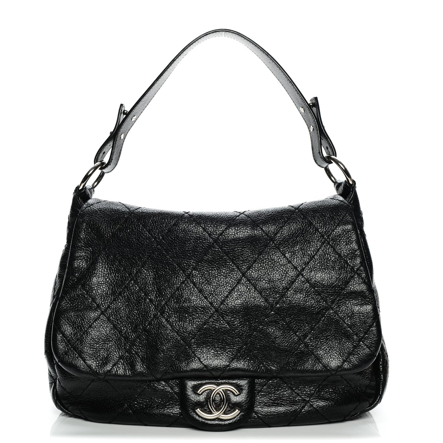 Glazed Calfskin Stitched XL On The Road Flap Black