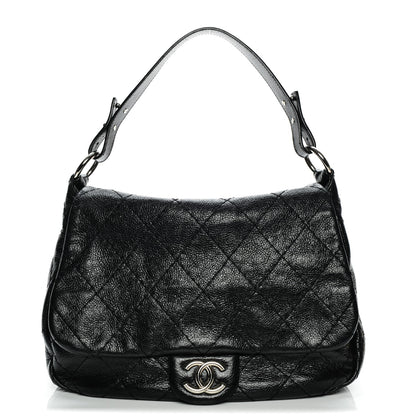 Chanel Glazed Calfskin Stitched XL On The Road Flap Black 1 of 10