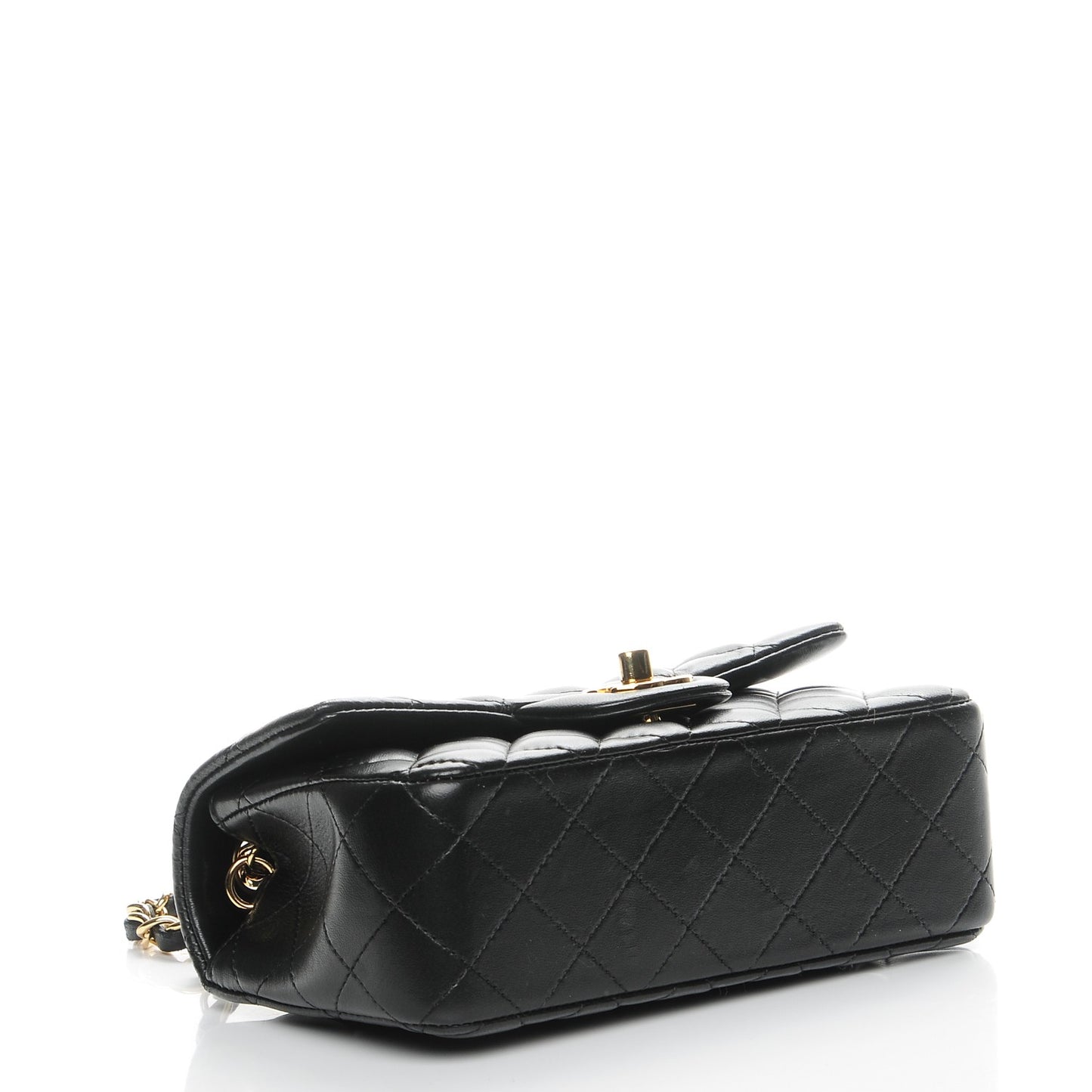 Lambskin Quilted Mini Rectangular Flap Black