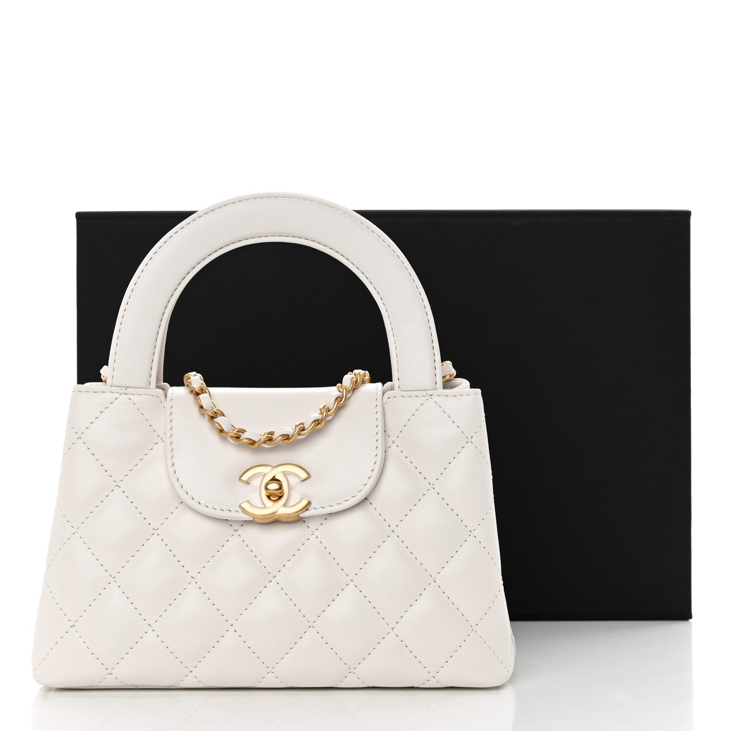 Chanel Shiny Aged Calfskin Quilted Nano Kelly Shopper White 13 of 13
