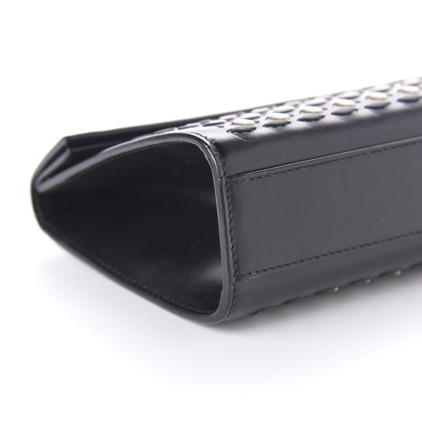 Calfskin Laser Cut Clutch Black White