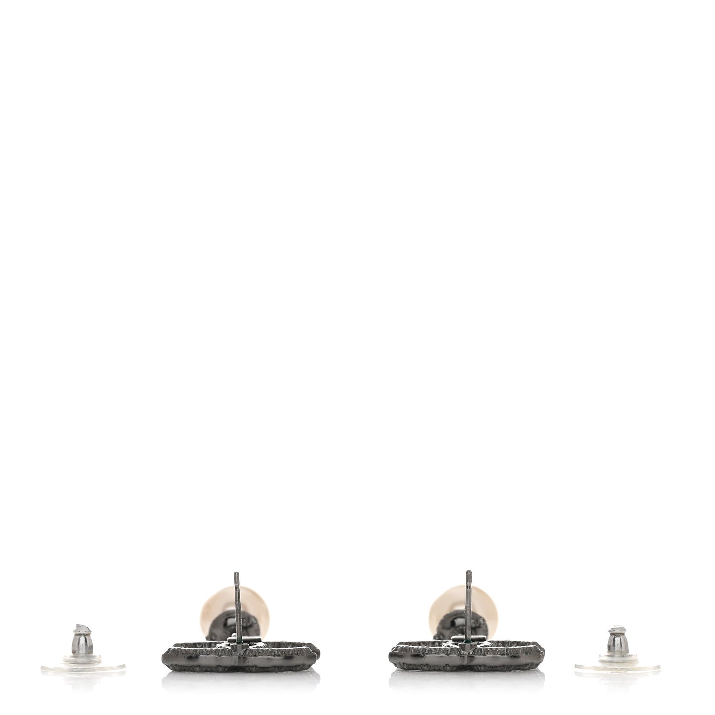 Pearl CC Drop Camelia Earrings Black Pearly White