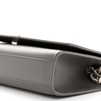 Saint Laurent Grain De Poudre Medium Classic Monogram Kate Satchel Earth Grey 10 of 10