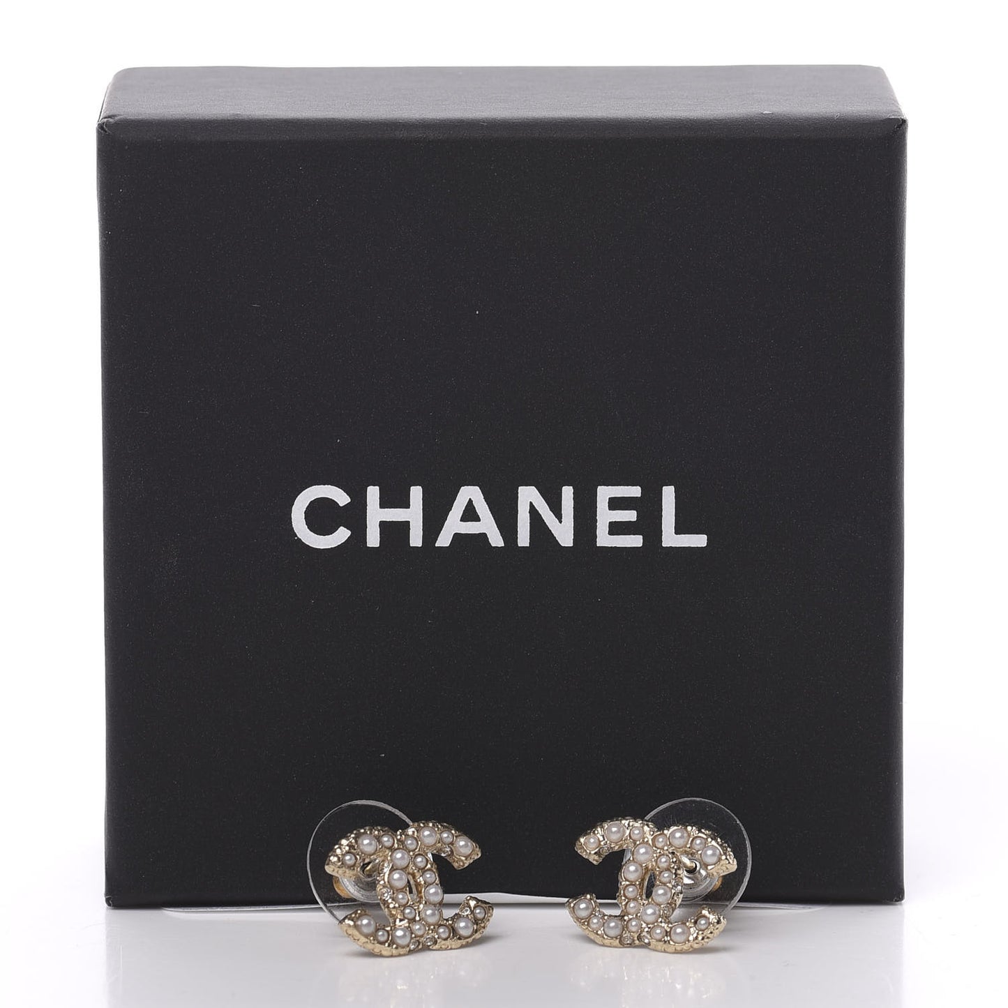 Metal Graduated Pearl Crystal CC Earrings Light Gold
