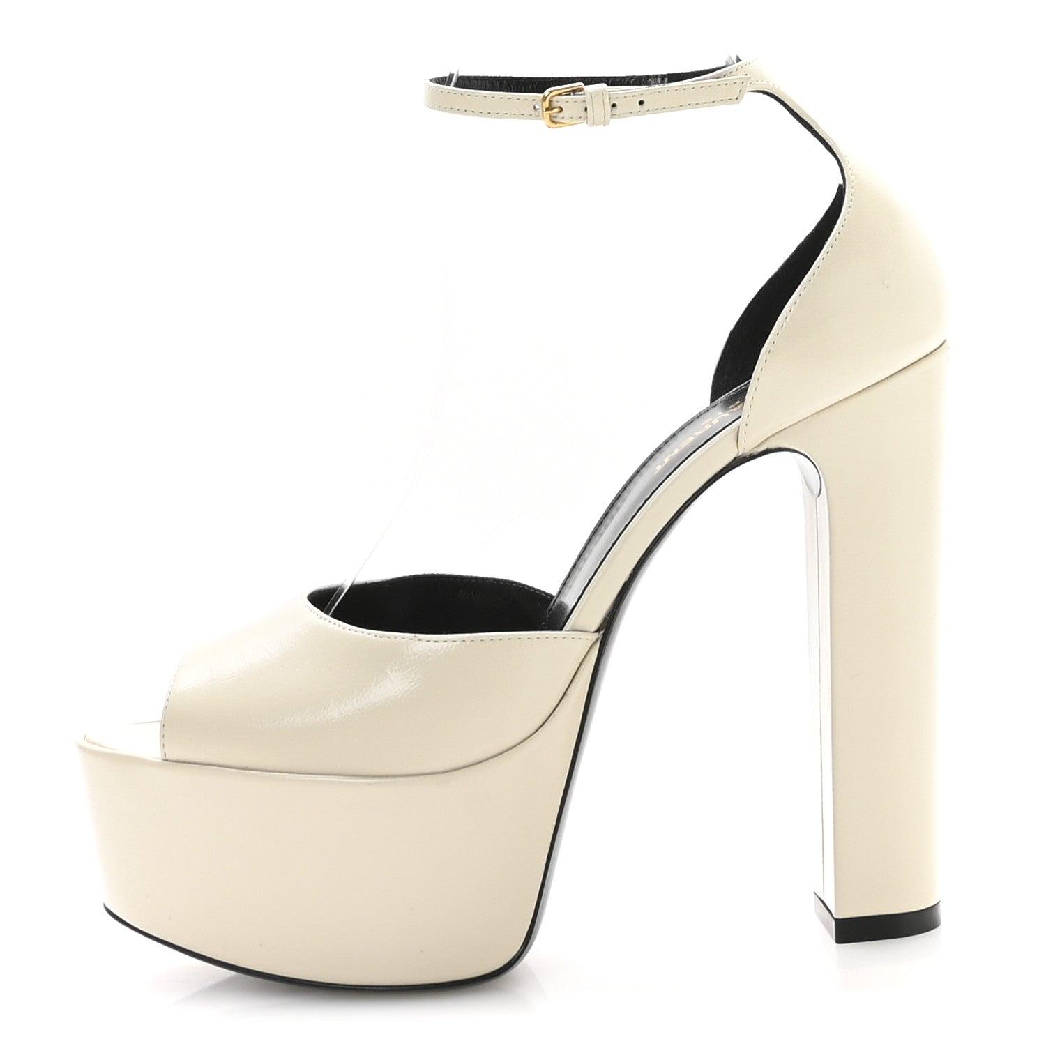 Saint Laurent Lambskin Jodie Platform Sandals 38 Pearl 1 of 9
