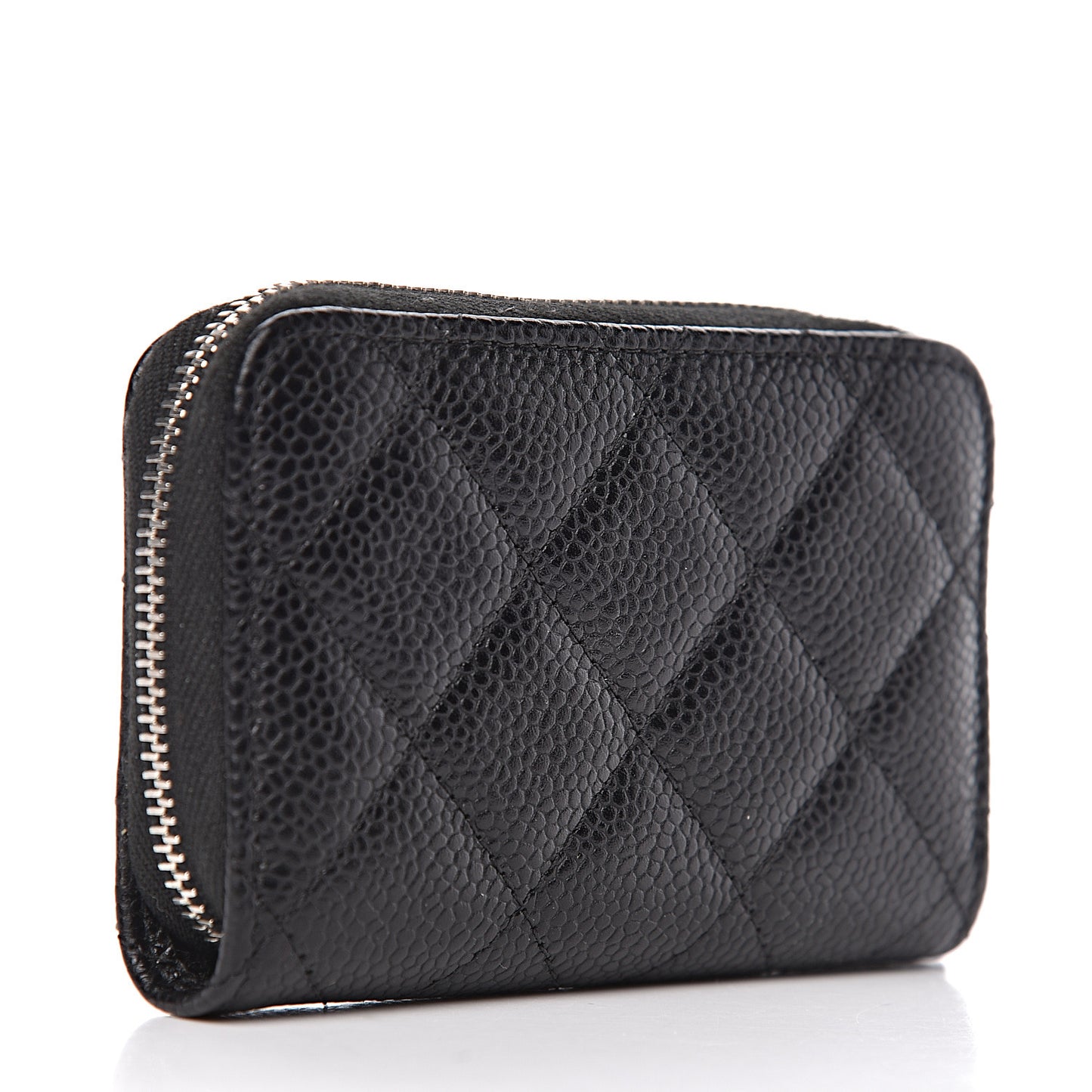 Caviar Quilted Zip Coin Purse Black
