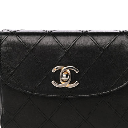 Chanel Lambskin Diamond Stitched Flap Waist Belt Bag 75 30 Black 9 of 18