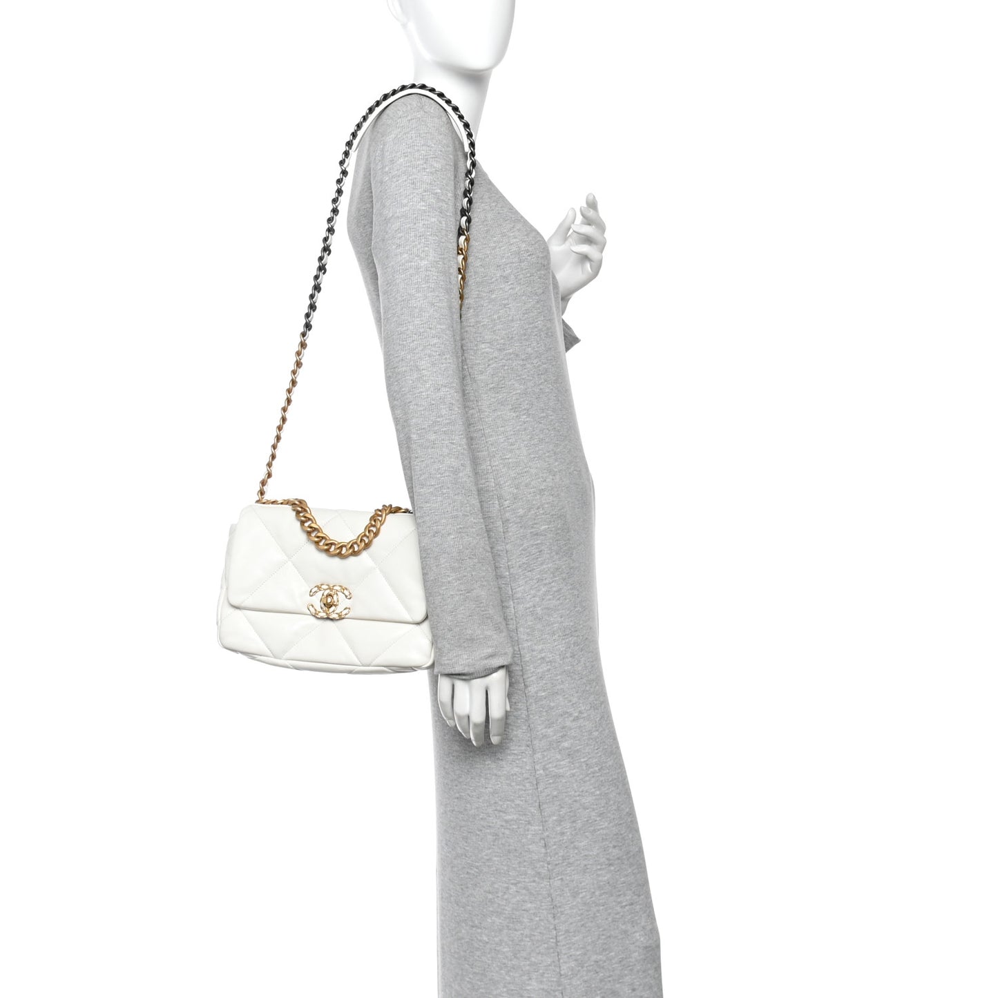 Lambskin Quilted Medium Chanel 19 Flap White