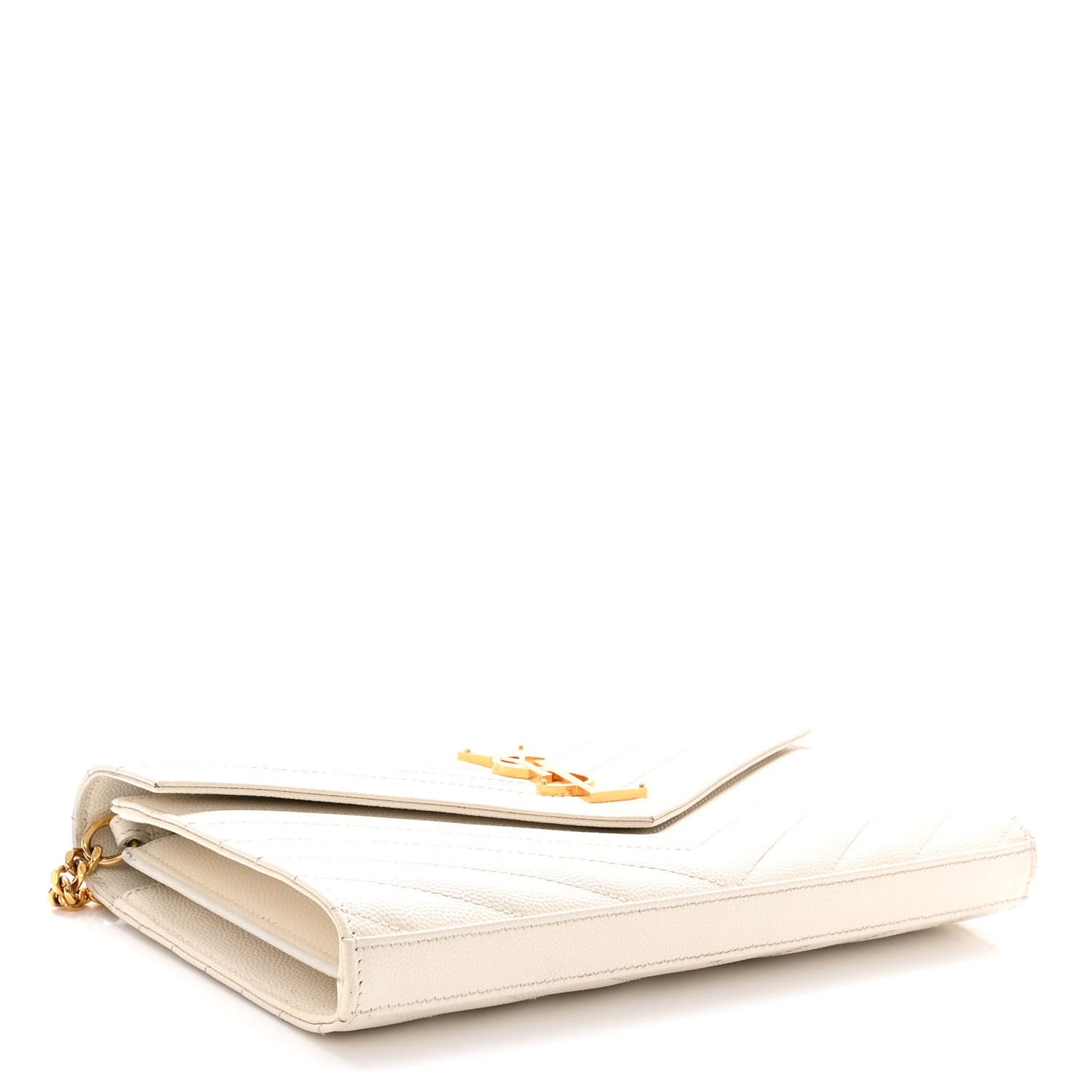 Grain De Poudre Matelasse Chevron Monogram Chain Wallet Crema Soft