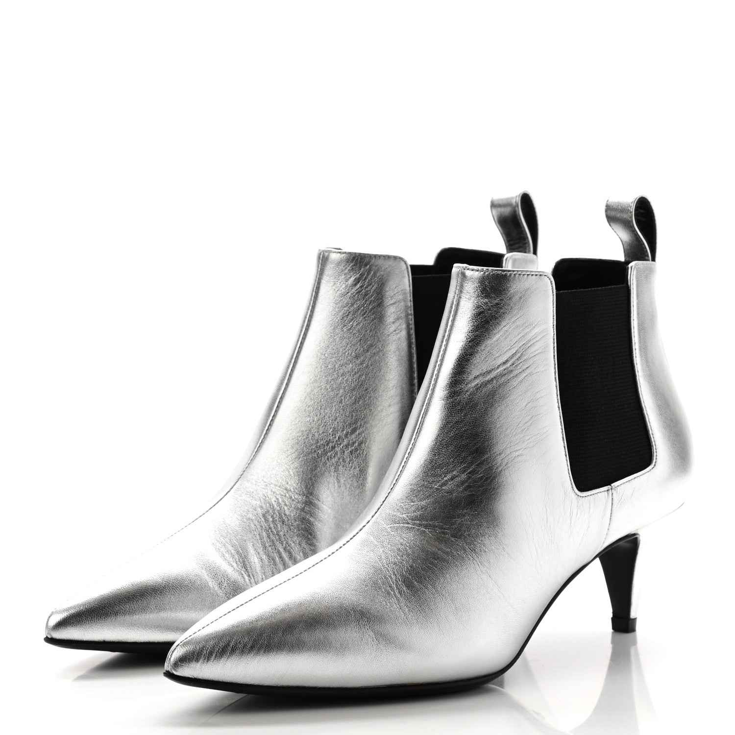 Gucci Nappa Zumi Mid Ankle Boots 38 Silver 3 of 14