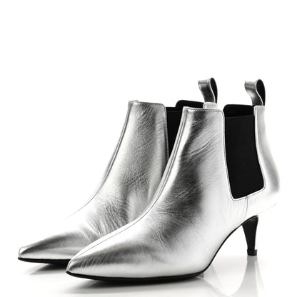Gucci Nappa Zumi Mid Ankle Boots 38 Silver 3 of 14
