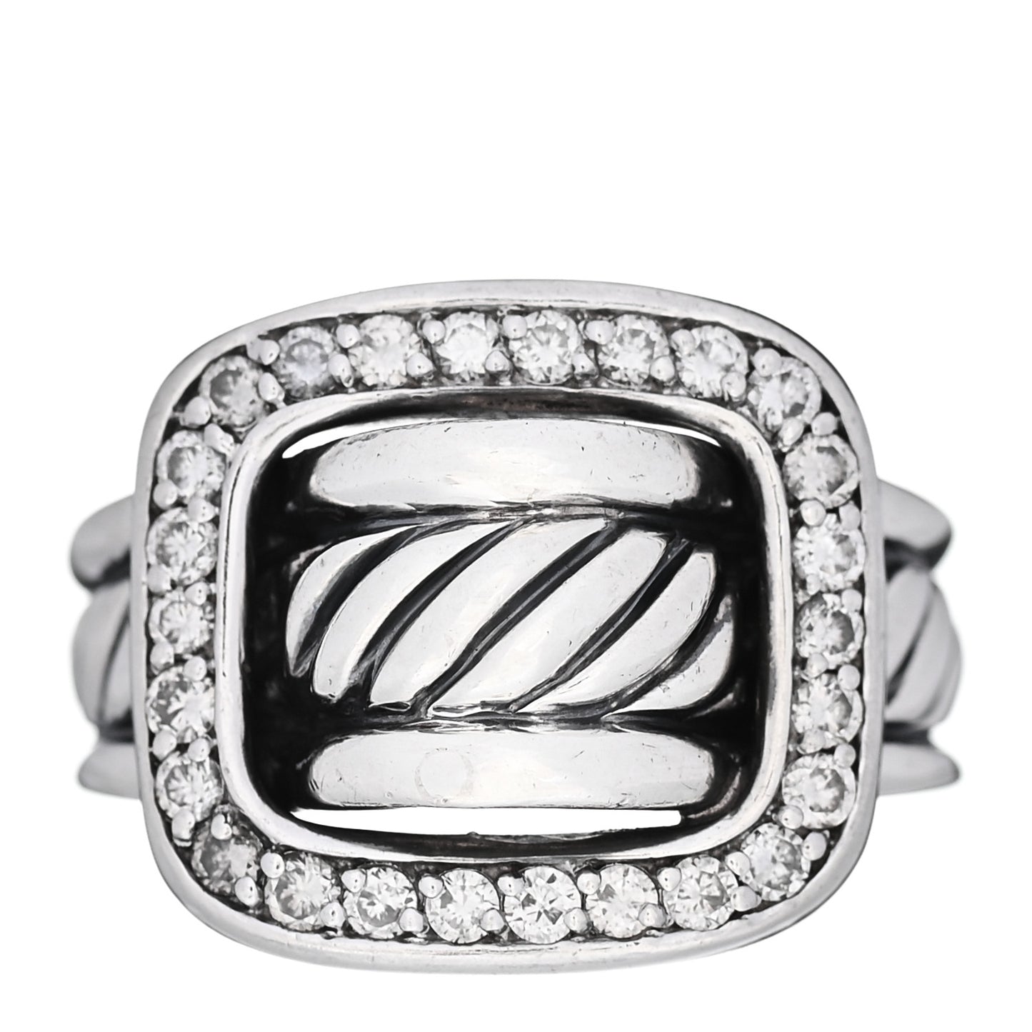 Sterling Silver Diamond Buckle Ring 54 7