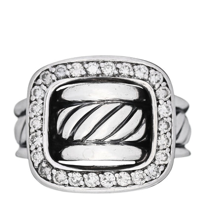 David Yurman Sterling Silver Diamond Buckle Ring 54 7 1 of 5