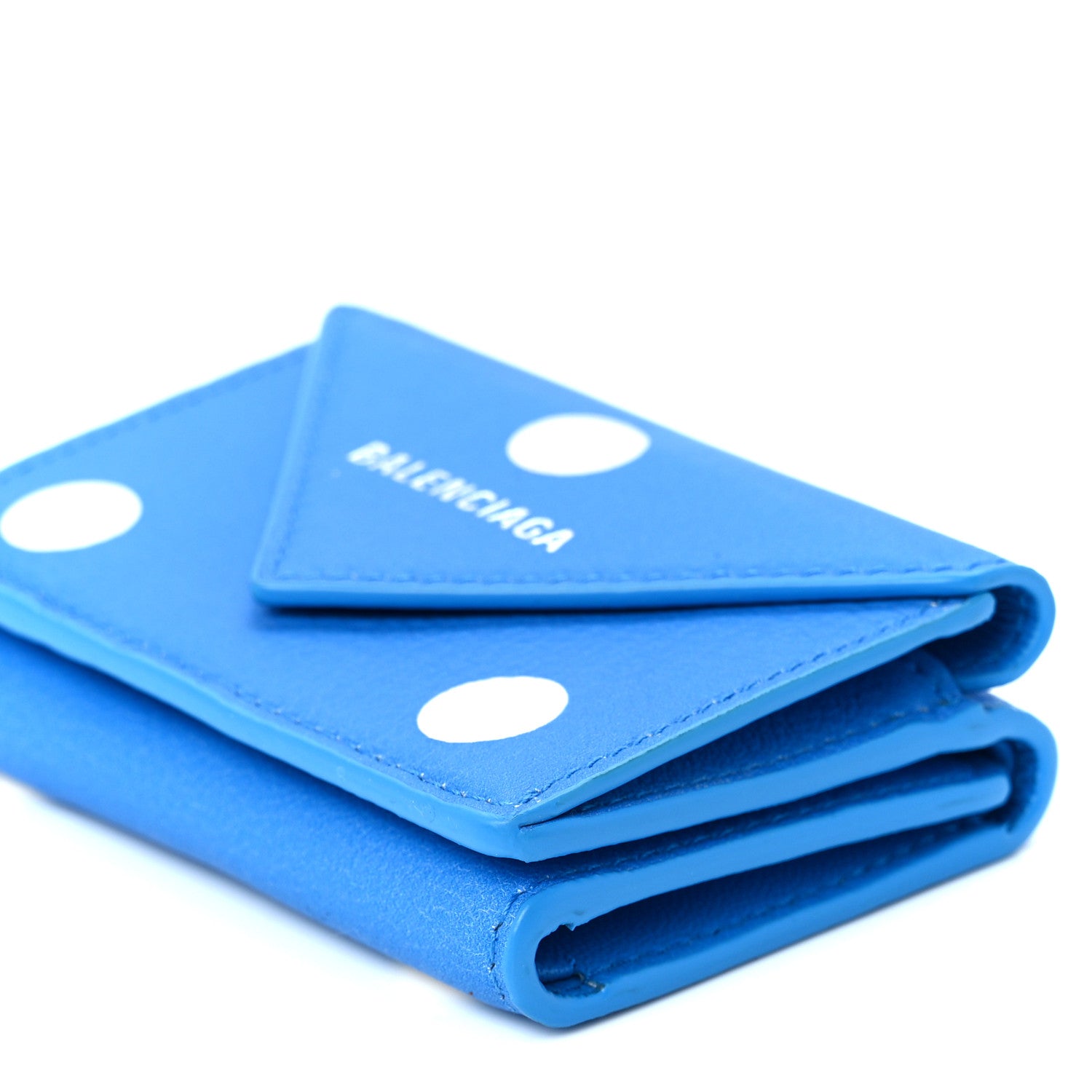 Balenciaga Calfskin Polka Dot Mini Papier Wallet Blue White 12 of 12