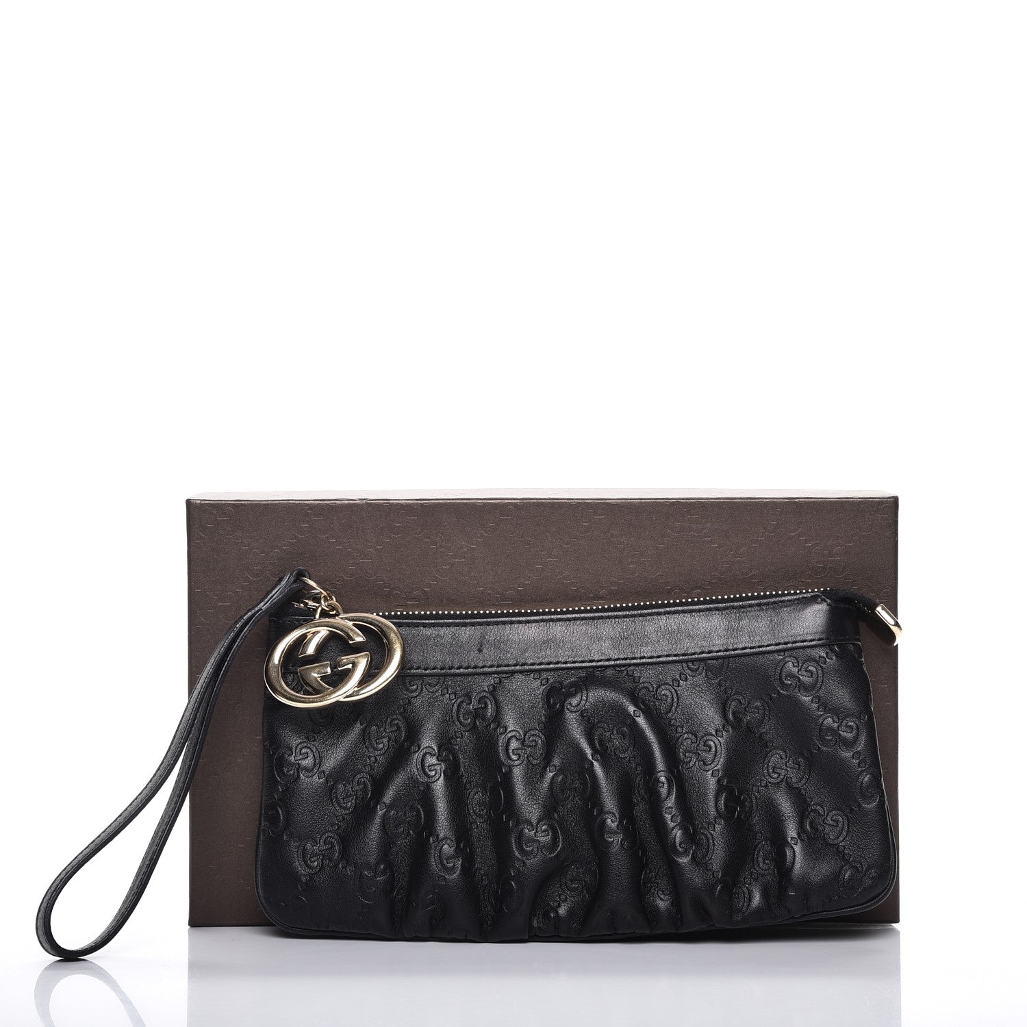 Gucci Guccissima Signature New Britt Wristlet Black 9 of 9