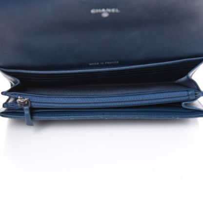 Chanel Caviar Quilted Large Gusset Flap Wallet Navy 5 of 14