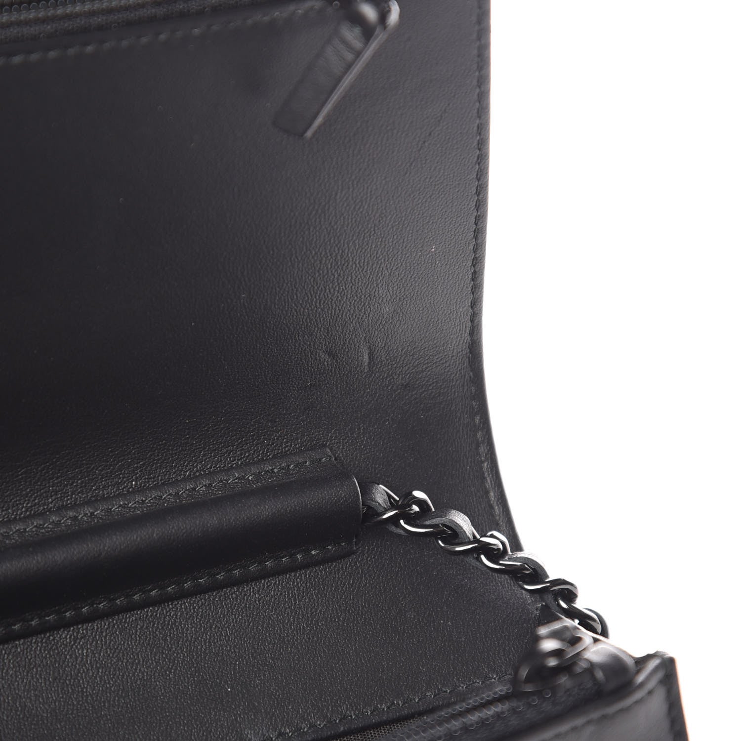 Chanel Calfskin Painted Chevron Embossed Boy Wallet On Chain WOC Black 11 of 15