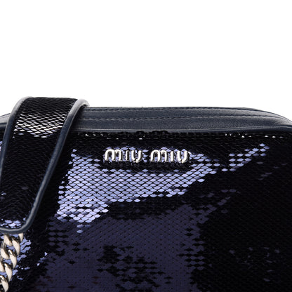 Miu Miu Paillettes Sequin Chain Camera Bag Bleu 10 of 10