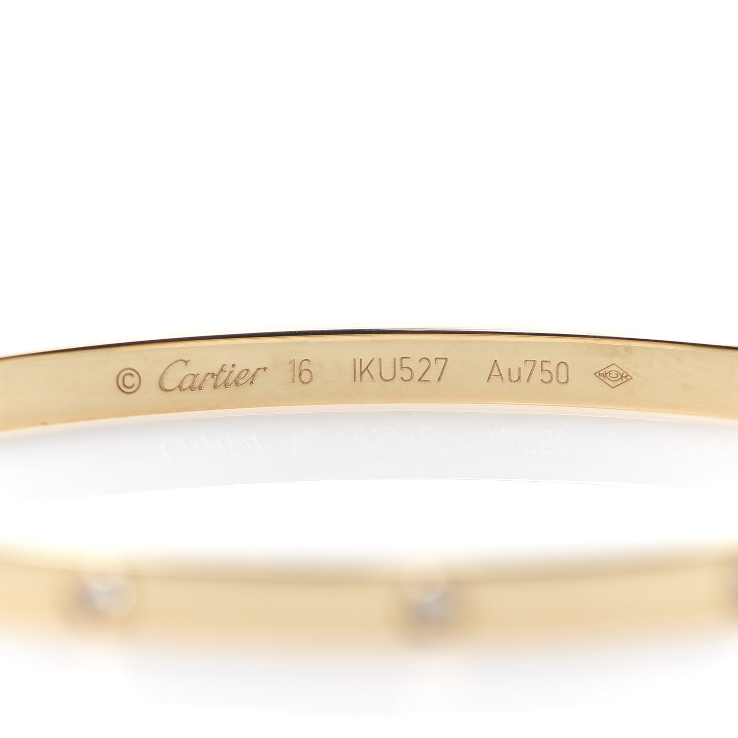18K Yellow Gold 10 Diamond Small LOVE Bracelet 16