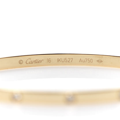 Cartier 18K Yellow Gold 10 Diamond Small LOVE Bracelet 16 5 of 8