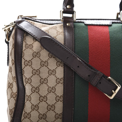 Gucci Monogram Vintage Web Medium Boston Dark Brown 14 of 15