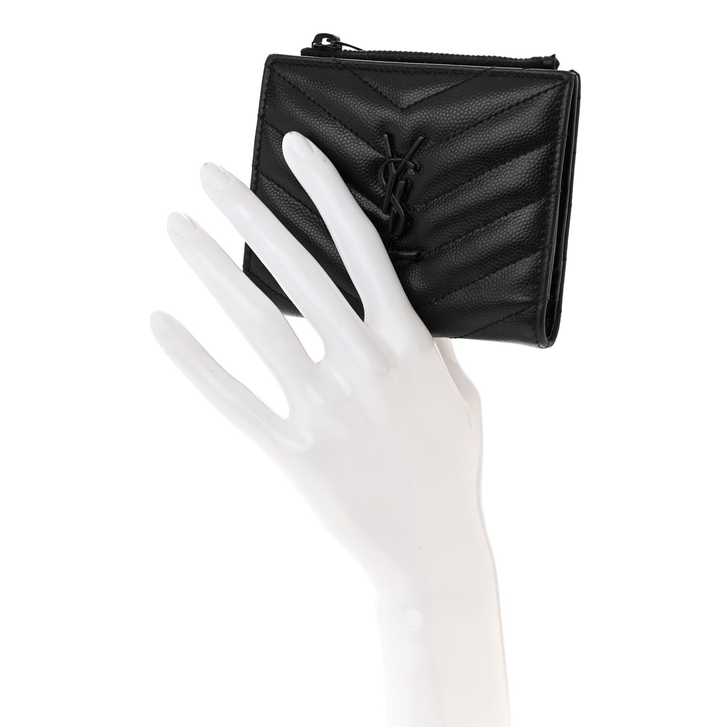 Grain De Poudre Matelasse Chevron Monogram Zipped Card Case Black