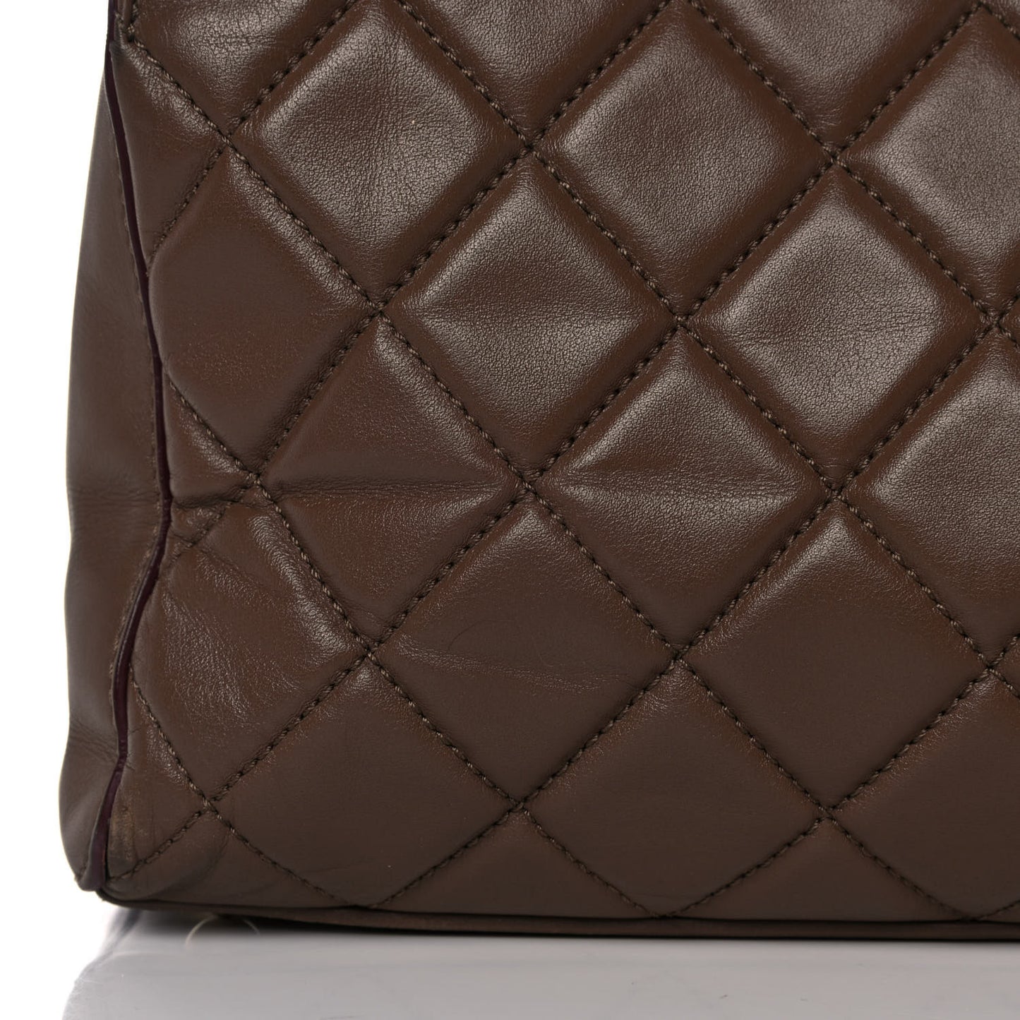 Calfskin Quilted Perfect Edge Tote Brown