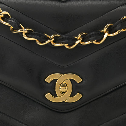 Chanel Lambskin Chevron Medium Flap Bag Black 9 of 13