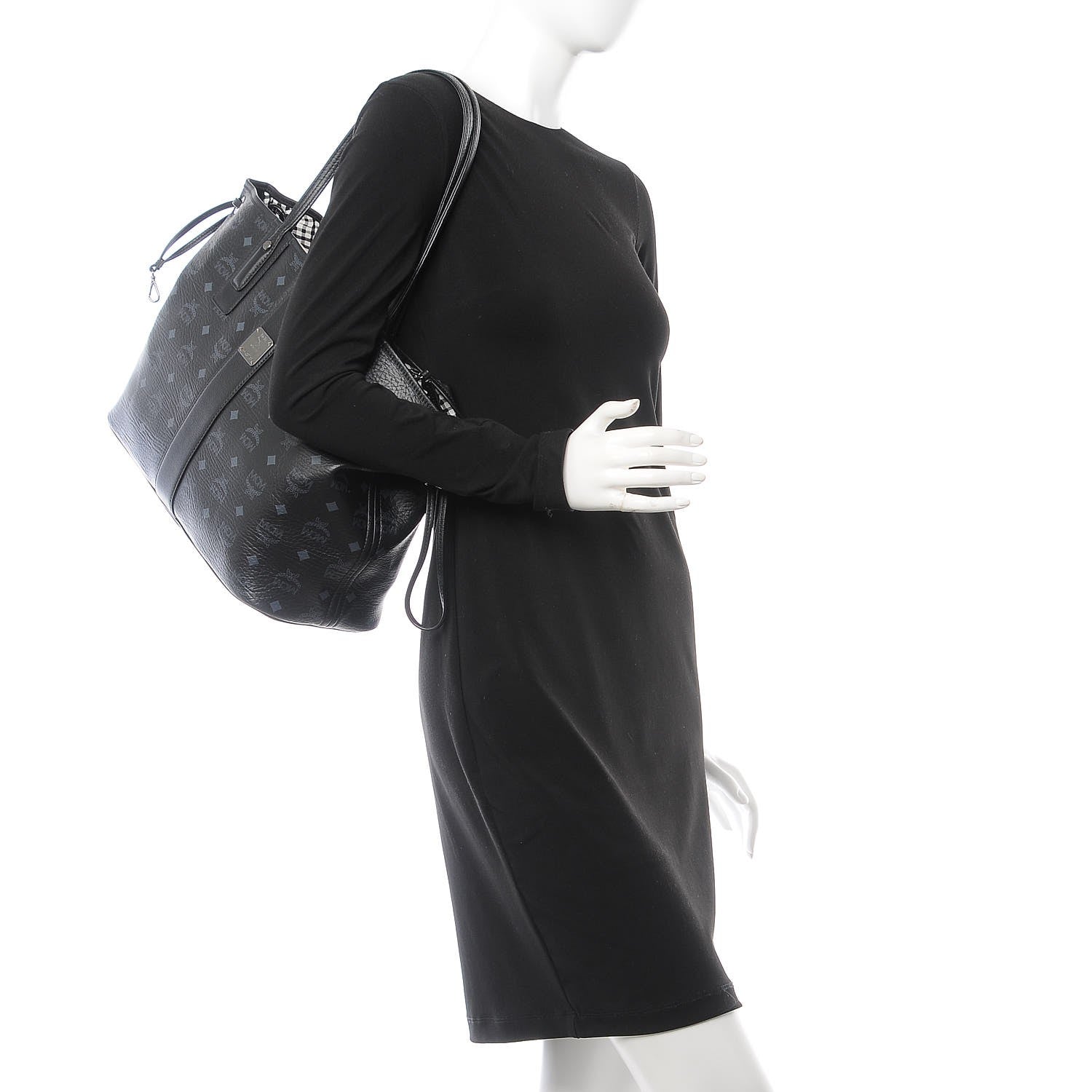 MCM Visetos Medium Liz Reversible Shopper Tote Black 4 of 16