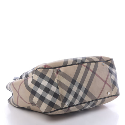 Burberry Patent Trim Nova Check Tote Black 4 of 28
