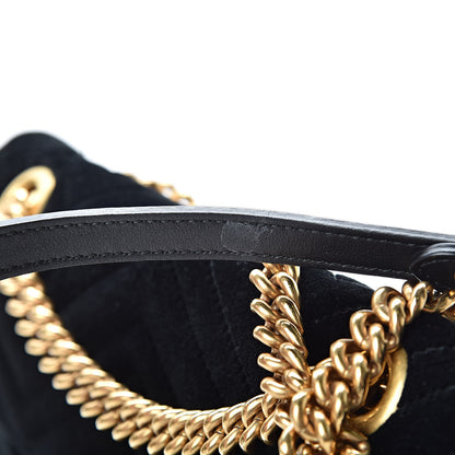 Gucci Velvet Matelasse Small GG Marmont Shoulder Bag Black 11 of 12