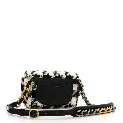 Chanel Tweed Quilted Chanel 19 Waist Bag Black Ecru White 4 of 10