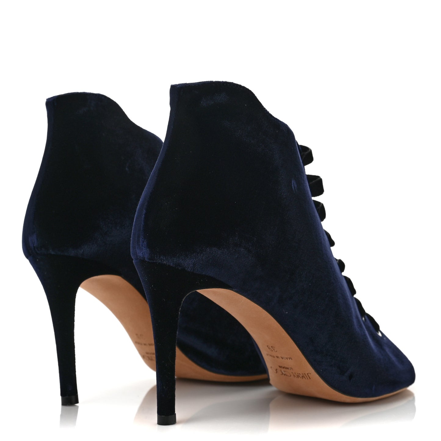 Velvet Lace Up Mavy Booties 39 Navy