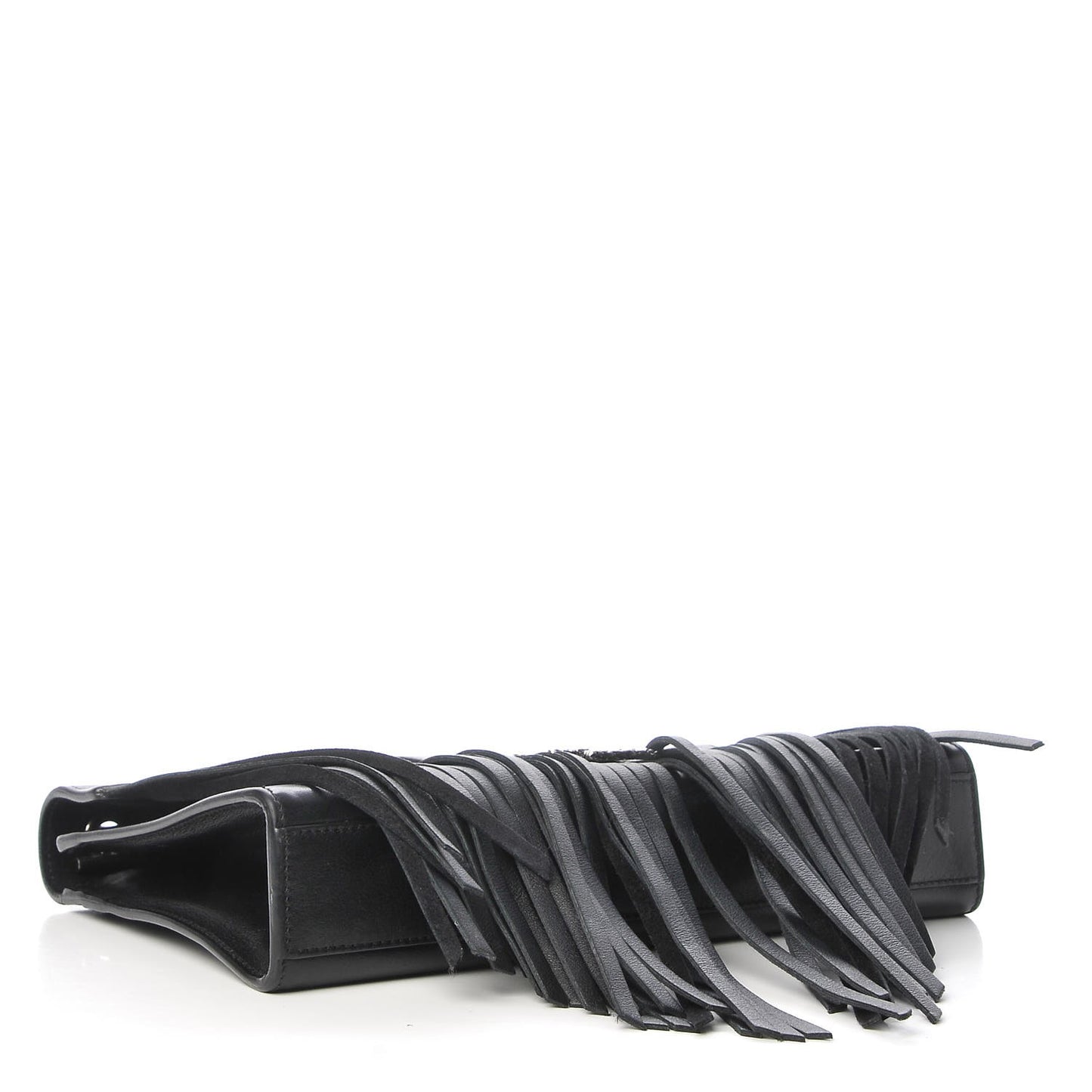 Calfskin Fringe Medium Snake Monogram Satchel Black