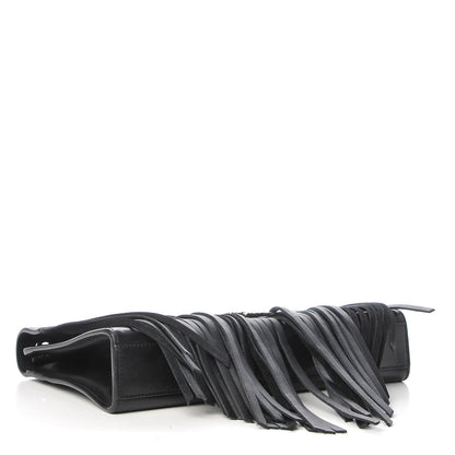 Saint Laurent Calfskin Fringe Medium Snake Monogram Satchel Black 4 of 6