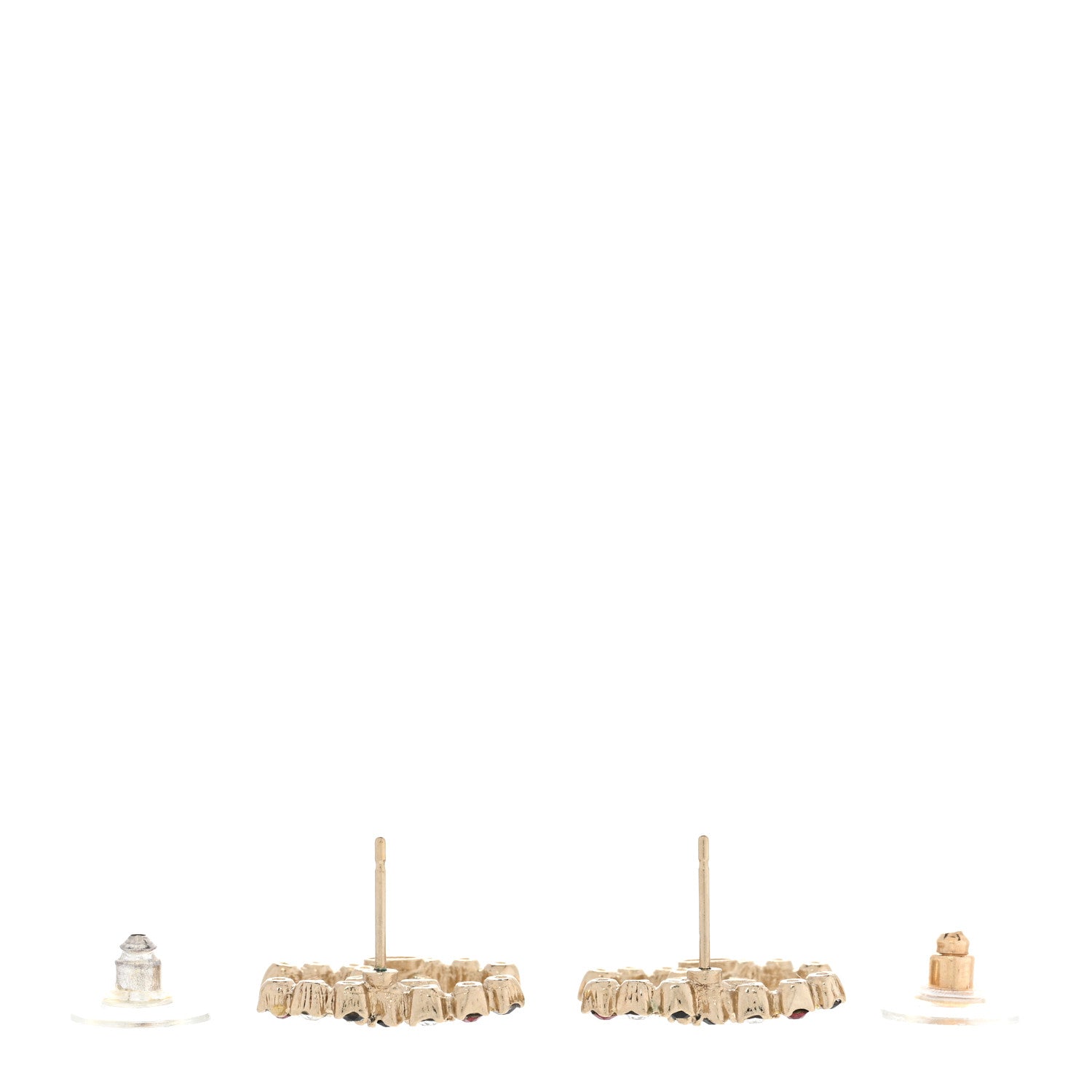 Chanel Crystal CC Earrings Gold Black Red 3 of 4