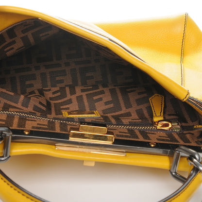 Fendi Vitello Zucca Large Peekaboo Iconic Satchel Yellow Tobacco 6 of 8