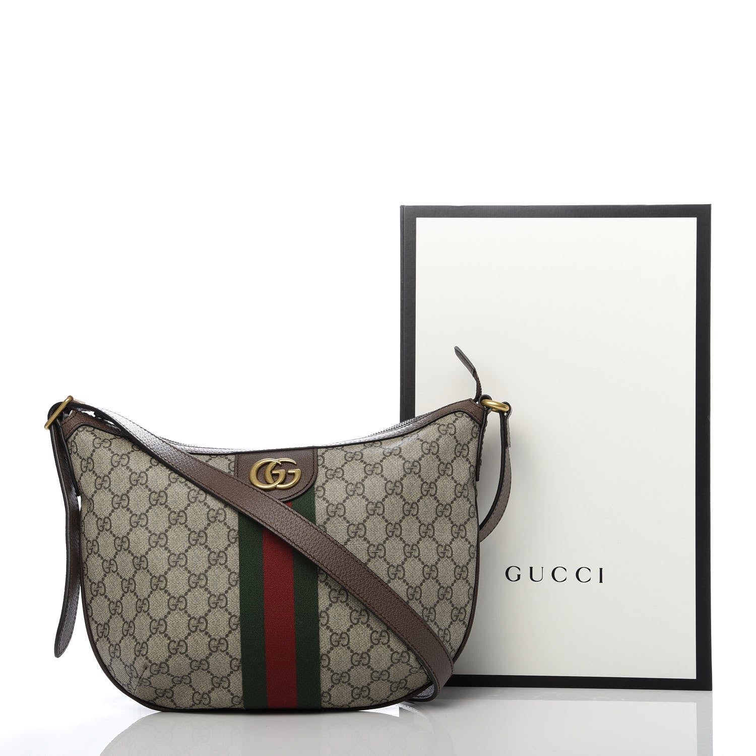 Gucci GG Supreme Monogram Web Small Ophidia Half Moon Hobo Brown 10 of 10