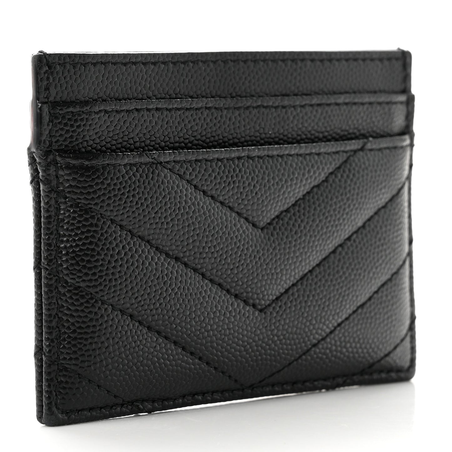 Grain De Poudre Matelasse Chevron Monogram Credit Card Case Black