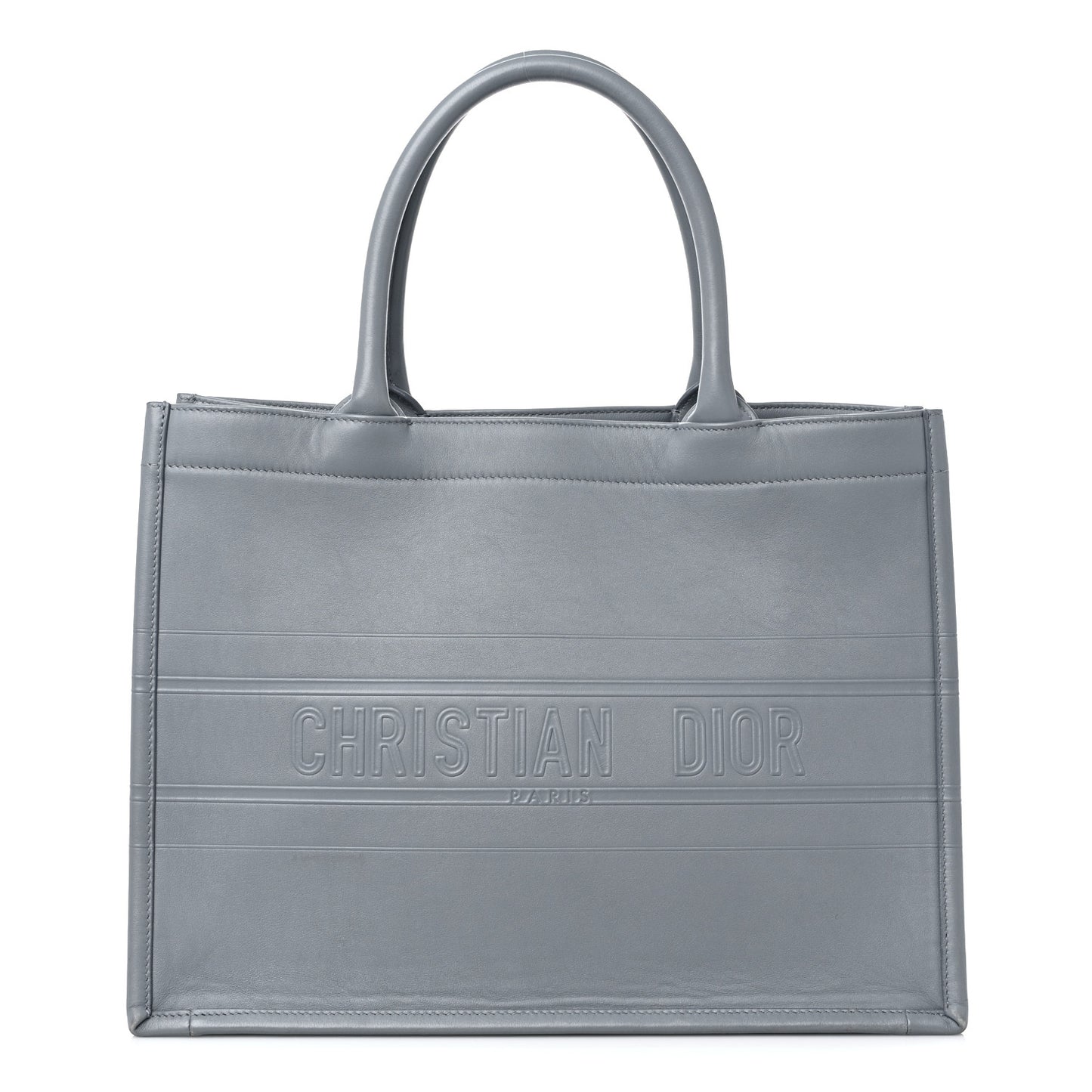 Calfskin Embossed Medium Book Tote Grey